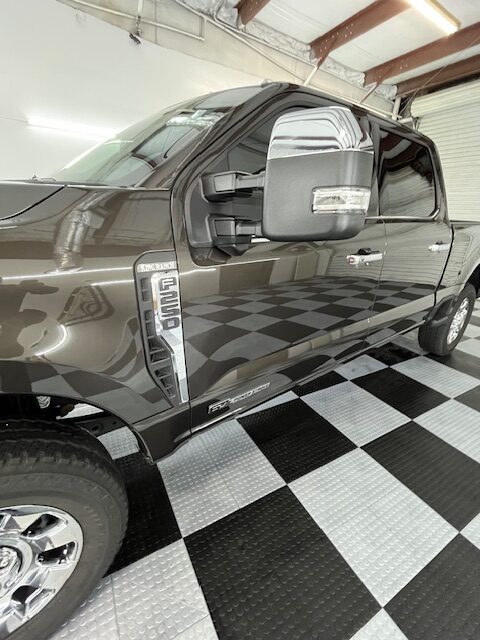 Shiny truck with polished black finish ceramic coating